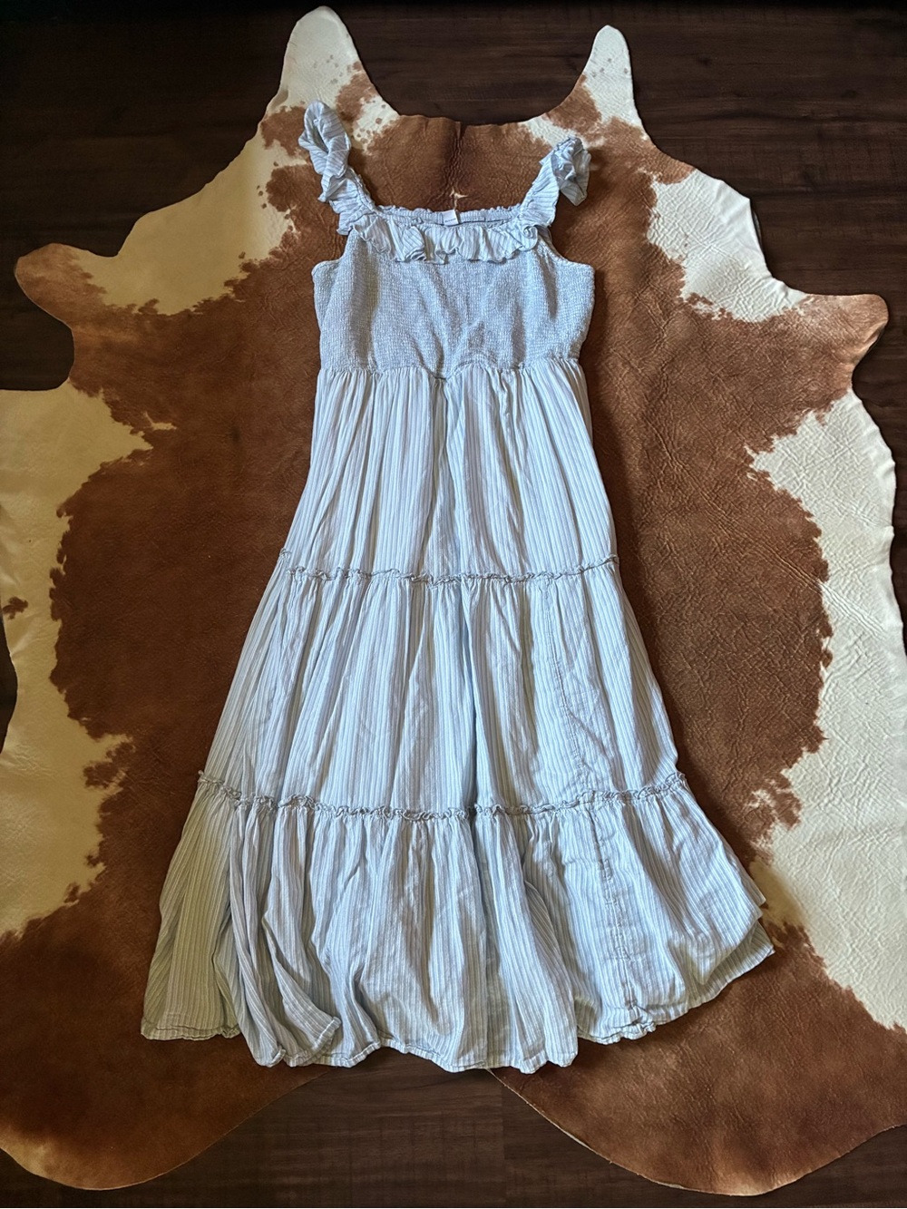 Old Navy Light Blue and White Striped Maxi Dress